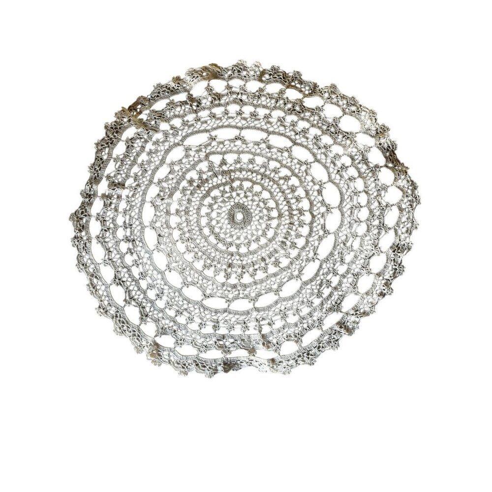 Handmade 22" Diameter Crocheted Cotton Doily wedding Decor - Picture 7 of 12